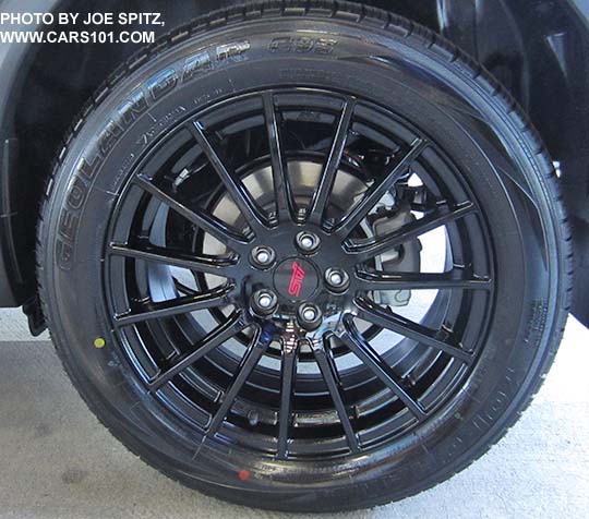 2016 Crosstrek optional 15 spoke black STI  17" alloy wheel, part of the optional Sport Package available on CVT models only