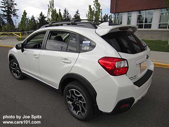 2017 crystal white Crosstrek with optional rear spoiler