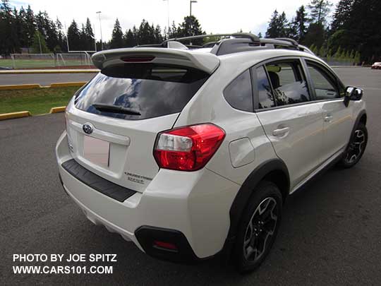 2017 Subaru Crosstrek with optional rear spoiler, white car shown