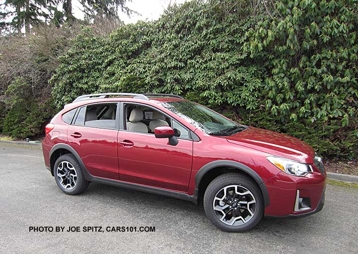 side view 2017 Venetian Red Subaru Crosstrek