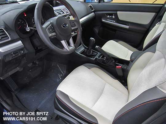 2017 Crosstrek Premium with manual transmission.  Warm ivory cloth shown