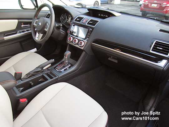 2017 Crosstrek Limited with gloss black dash trim and shift plate, 7" audio screen.  Warm ivory leather shown