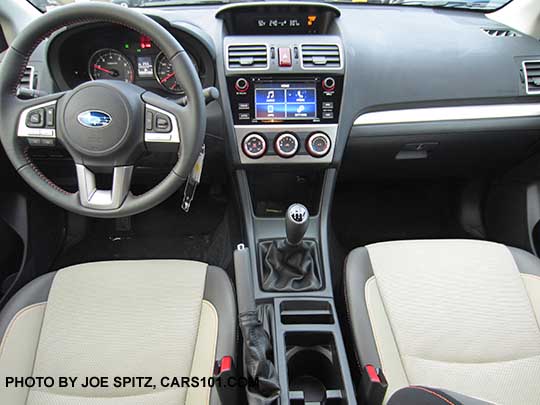 2017 Crosstrek Premium interior with warm ivory cloth, manual transmission