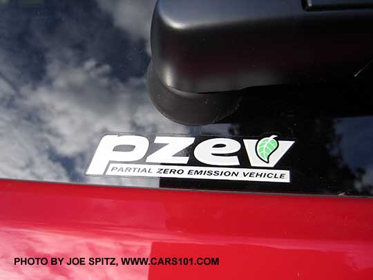 2017 Subaru Crosstrek PZEV emblem by the rear wiper
