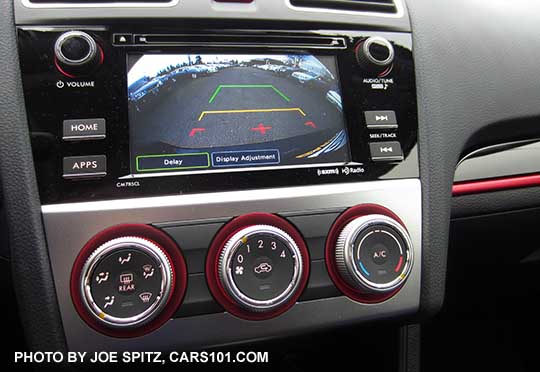 2017 Crosstrek Premium rear view camera. Special Edition shown with red/black dash trim