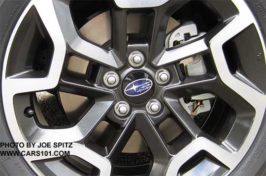 closeup of the 2017 Subaru Crosstrek 17" machined alloy wheel