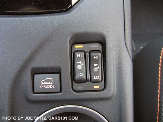 high and low heated front seats and Xmode hill descent control buttons on the Premium and Limited (no heated seats on base model)