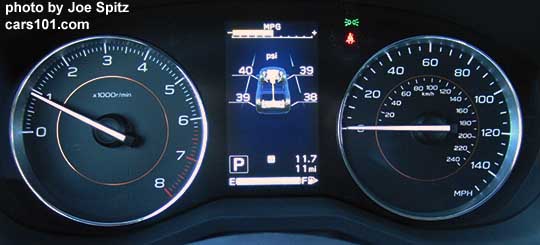 2018 Subaru Crosstrek Limited dashboard instrument gauges showing the TPMS individual tire pressure monitor