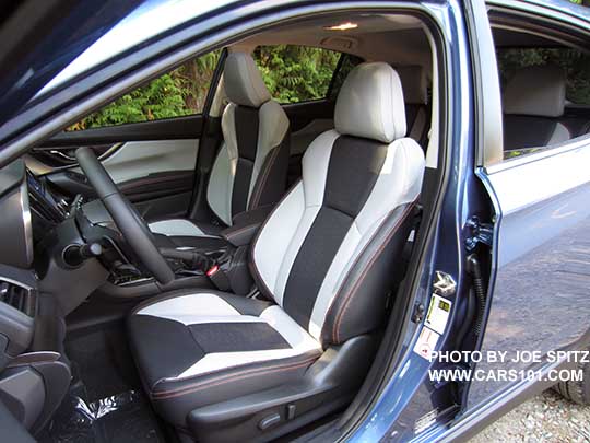 2018 Subaru Crosstrek Limited power driver's seat,  dark and light gray leather interior with orange stitching