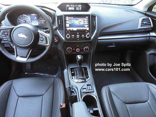 2018 Subaru Crosstrek Limited, gloss black shift plate, silver dash trim, climate control,  8" audio, black leather with orange stitching interior.
