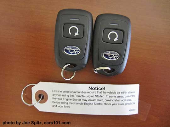 2018 Subaru Crosstrek optional long range remote start fobs.