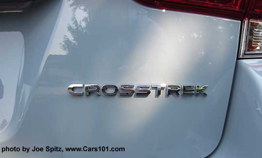 2018 Subaru Crosstrek rear gate logo, cool gray khaki  shown