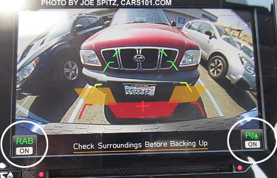 2018 Subaru Crosstrek Limited with eyesight with rear view camera shwoing the Reverse Auto Brake detecting an object