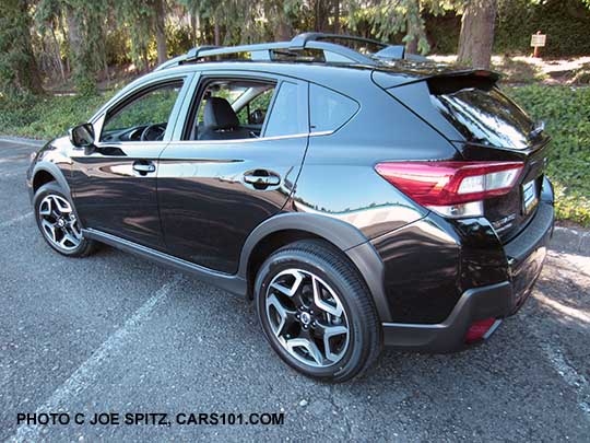 2018 crystal black silica Subaru Crosstrek Limited, 18" alloy wheels