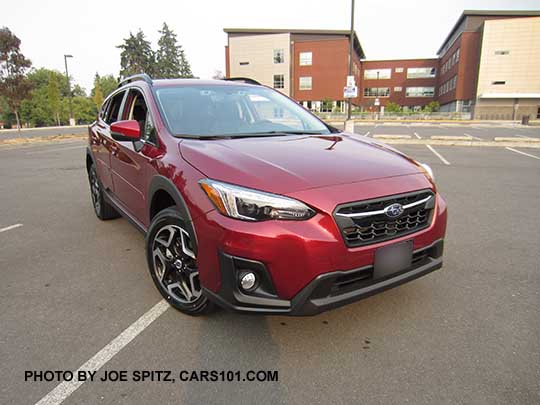 2018 Subaru Crosstrek Limited, venetian red pearl color. Optional body side moldings