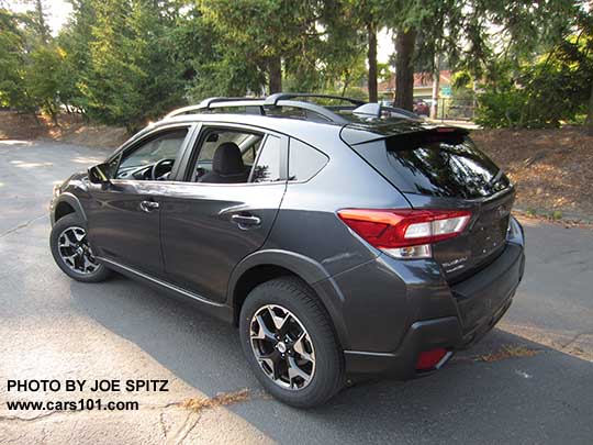 2018 Subaru Crosstrek Premium with 17" machined alloys. Dark gray color shown.