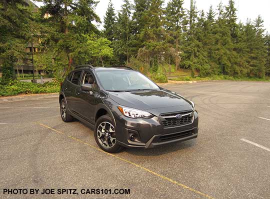 2018 Subaru Crosstrek 2.0i. Dark Gray color. Black unpainted outside mirrors, no fog lights