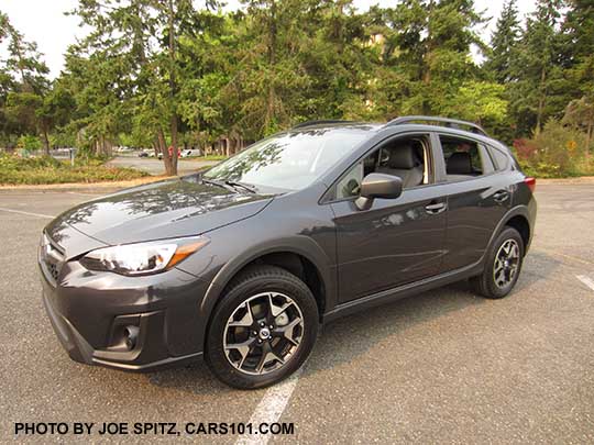 2018 Subaru Crosstrek 2.0i. Dark Gray color. Matte black unpainted outside mirrors, no fog lights