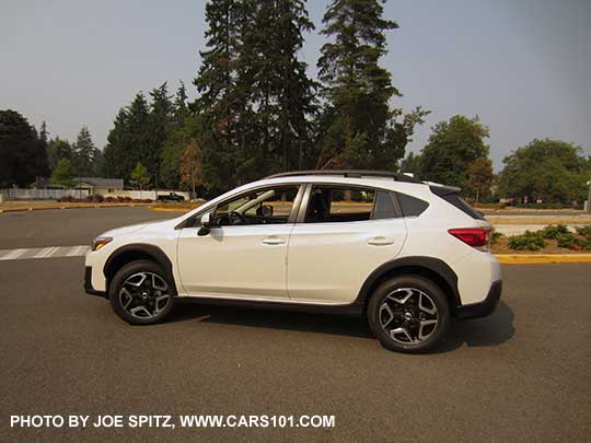 2018 Subaru Crosstrek Limited with crystal black rear spoiler, 18" Limited alloys wheels, turn signal mirrors.  Crystal white color