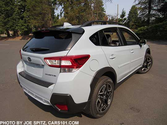 2018 Subaru Crosstrek Limited, cool gray khaki color. This color changes depending on sunlight vs shade. Optional body side moldings.