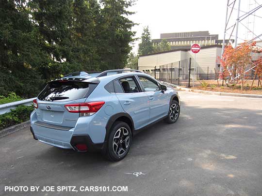 2018 Subaru Crosstrek Limited, cool gray khaki color. This color changes depending on sunlight vs shade. This is in the shade.