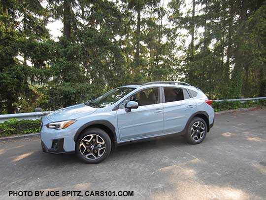 2018 Subaru Crosstrek Limited, cool gray khaki color. This color changes depending on sunlight vs shade. This is in the shade.