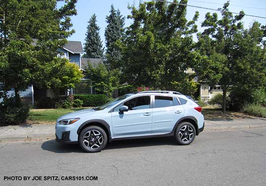 2018 Subaru Crosstrek Limited, cool gray khaki color. This color changes depending on sunlight vs shade. This car is in sunlight.
