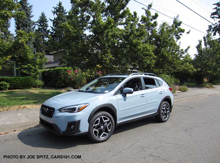 2018 Subaru Crosstrek Limited, cool gray khaki color. This color changes depending on sunlight vs shade. This car is in sunlight.