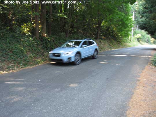 2018 Subaru Crosstrek, cool gray khaki, coming down the road