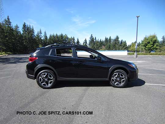 2018 Subaru Crosstrek Limited, has 18" alloys, crystal black silica color