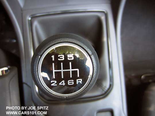 2018 Crosstrek 2.0i 6 speed manual transmission shift knob shown