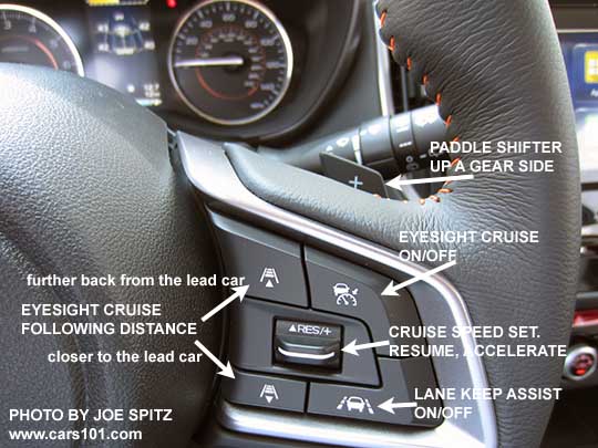 diagrammed 2018 Subaru Crosstrek steering wheel on all Limited and Premium with optional Eyesight