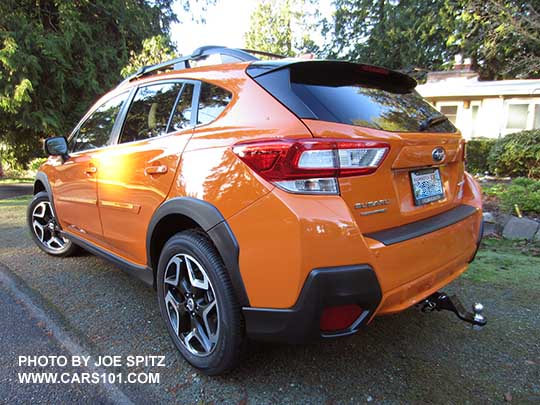 2018 Subaru Crosstrek with aftermarket 2" trailer hitch with 4 pin connector. The insert and hitch ball stops people from hitting the bumper.