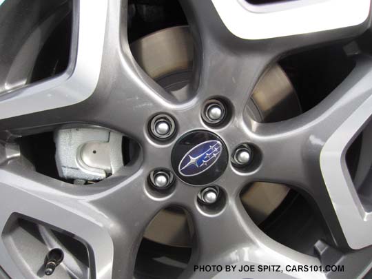 closeup of the 2018 Subaru Crosstrek Limited 50th Anniversary Edition machined gray and silver 18" alloy wheel