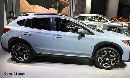 2018 Crosstrek at the NY auto show, cool gray khaki shown