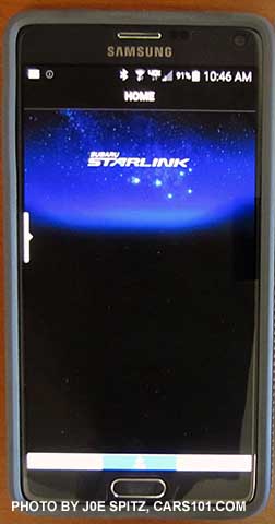 Subaru opened on an android phone