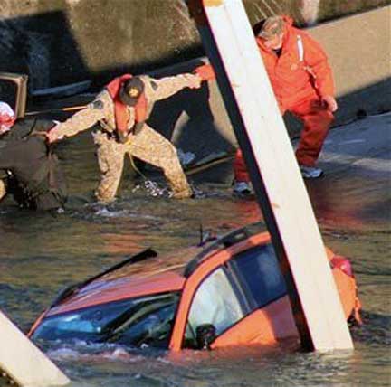 2013 subaru crosstrek in the skagit river I-5 bridge collapse, may 2013