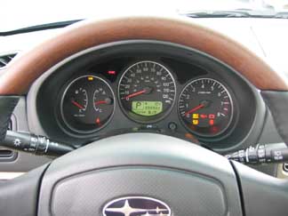 LL Bean wood and leather steering wheel