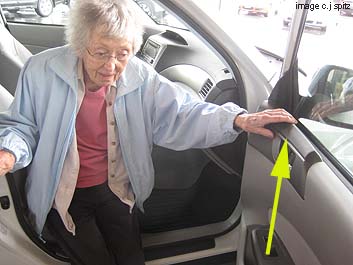 Subaru Forester door has a place to grab as you get in- ideal for older folks