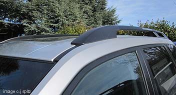 black roof rack rails on the subaru forester