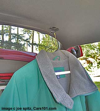 clothes hanger hook on the inside of the rear gate that you can use when the gate is open