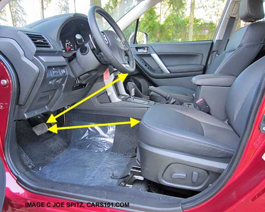 subaru forester front seat and steering wheel distance from brake pedal