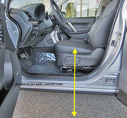 2015, 2014 Forester
                    driver's seat adjusts from 2.6.5-28.25" high