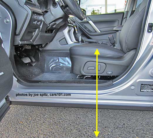 2015, 2014 forester
                    driver's seat is height adjustable, shown at lowest
                    position