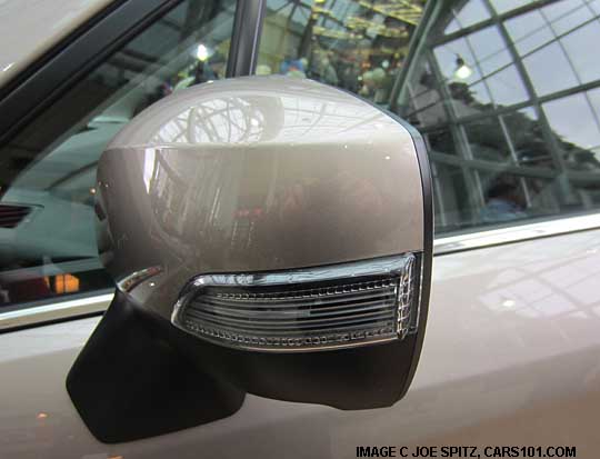 2014, 2015, 2016 Subaru Forester Touring outside mirror with integrated turn signals. burnished bronze color shown
