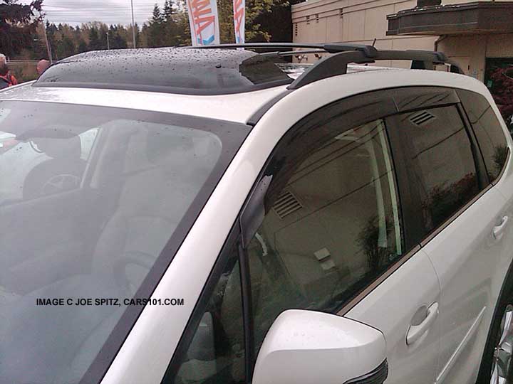 2014 forester closeup of optional side window deflector drip moldings and moonroof air deflector