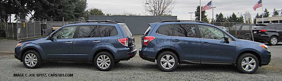 marine blue pearl 2014 and 2013 subaru forester back to back