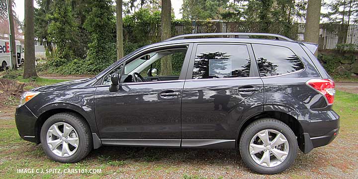 dark gray forester limited, with optional splash guards