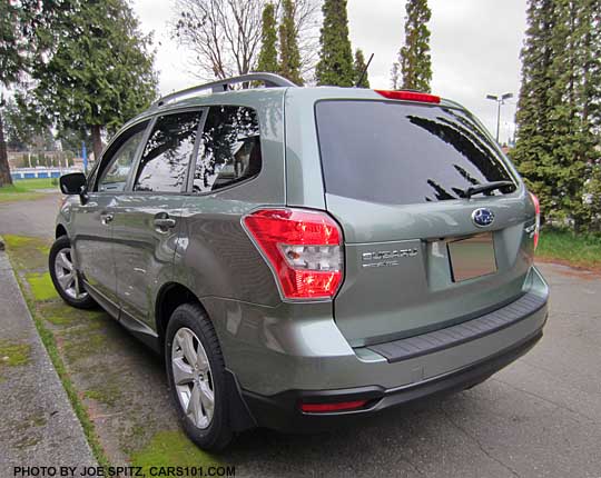 jasmine green subaru forester rear view