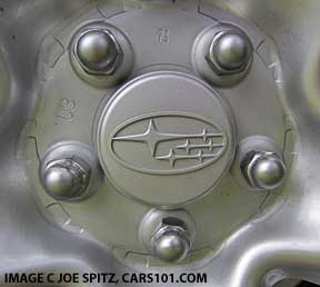 close-up of the 2.5i forester stamped steel wheel center cap